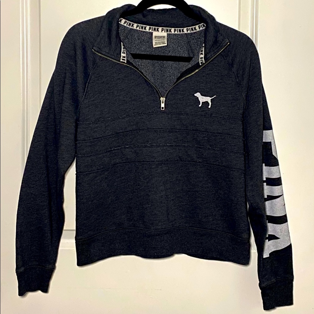 Dark Gray VS PINK Cropped Sweatshirt